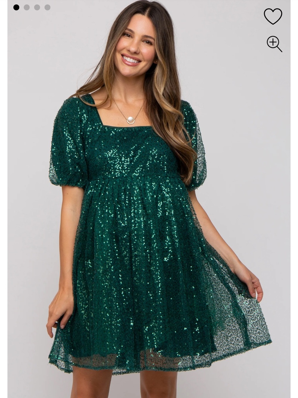 Sequin Pearl Embellished Square Neck Dress